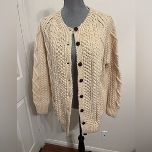 NWT Kennedy of Ardara Cable Knit Cream Cardigan Sweater